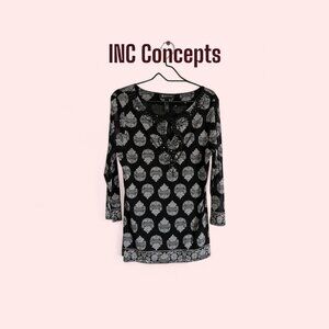 INC International Concepts Sheer Beaded Tunic– Women’s Long Sleeve Layered Top